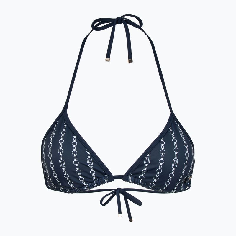Maudymosi kostiumėlio viršus Tommy Hilfiger Triangle Rp Print flag chain dark night navy