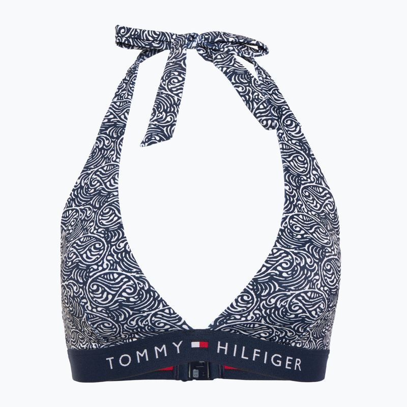 Maudymosi kostiumėlio viršus Tommy Hilfiger Halter Rp Print illustrated wave dark night navy