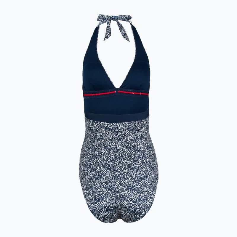 Moteriškas vientisas maudymosi kostiumėlis Tommy Hilfiger Halter One Piece Rp Print illustrated wave dark night navy 2
