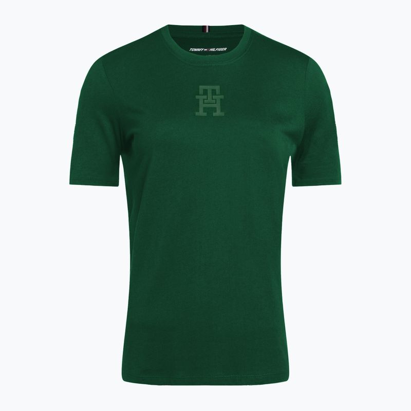 Tommy Hilfiger moteriški treniruočių marškinėliai Regular Th Monogram green 5