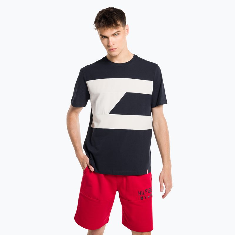 Tommy Hilfiger vyriški treniruočių marškinėliai Colorblocked Mix Media blue