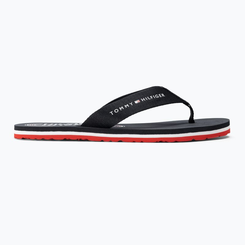 Moteriškos šlepetės per pirštą Tommy Hilfiger Global Stripes Flat Beach Sandal red white blue 2