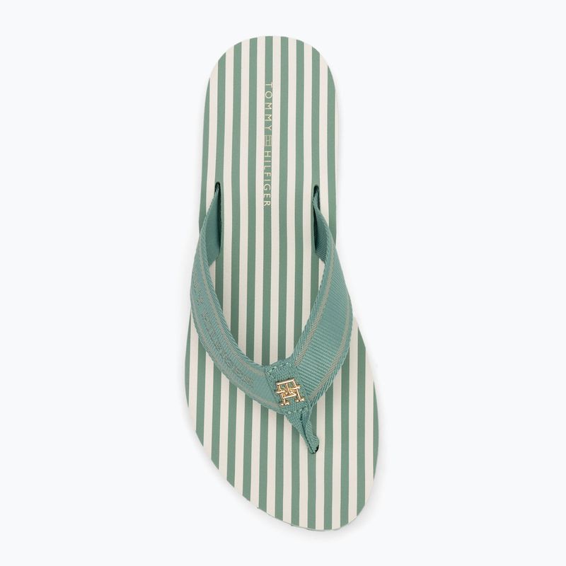 Moteriškos šlepetės per pirštą Tommy Hilfiger Stripes Beach Sandal charming green 5