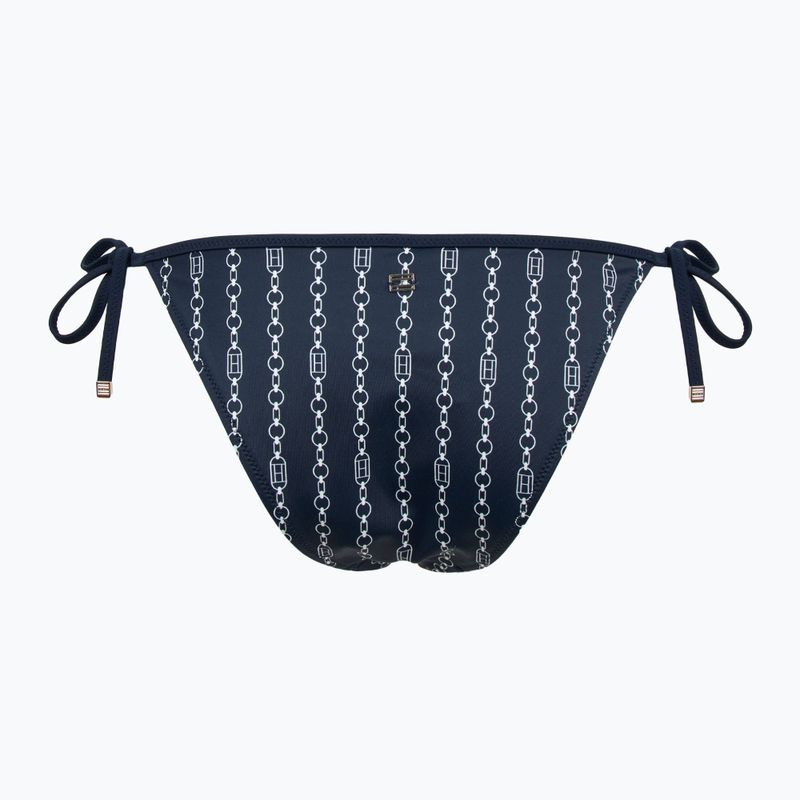 Maudymosi kostiumėlio apačia Tommy Hilfiger Cheeky String Side Tie Print flag chain dark night navy 2