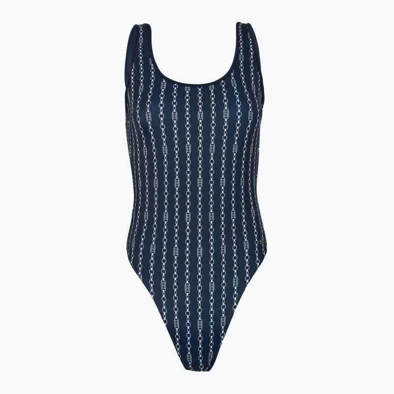 Moteriškas vientisas maudymosi kostiumėlis Tommy Hilfiger One Piece Print (Ext) flag chain dark night navy