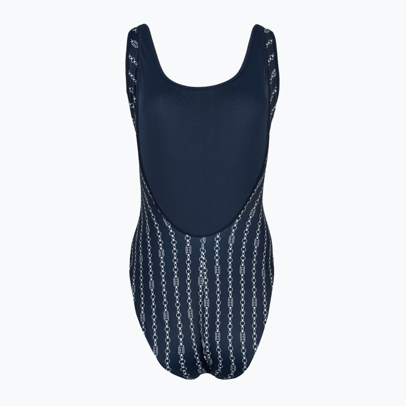 Moteriškas vientisas maudymosi kostiumėlis Tommy Hilfiger One Piece Print (Ext) flag chain dark night navy 2