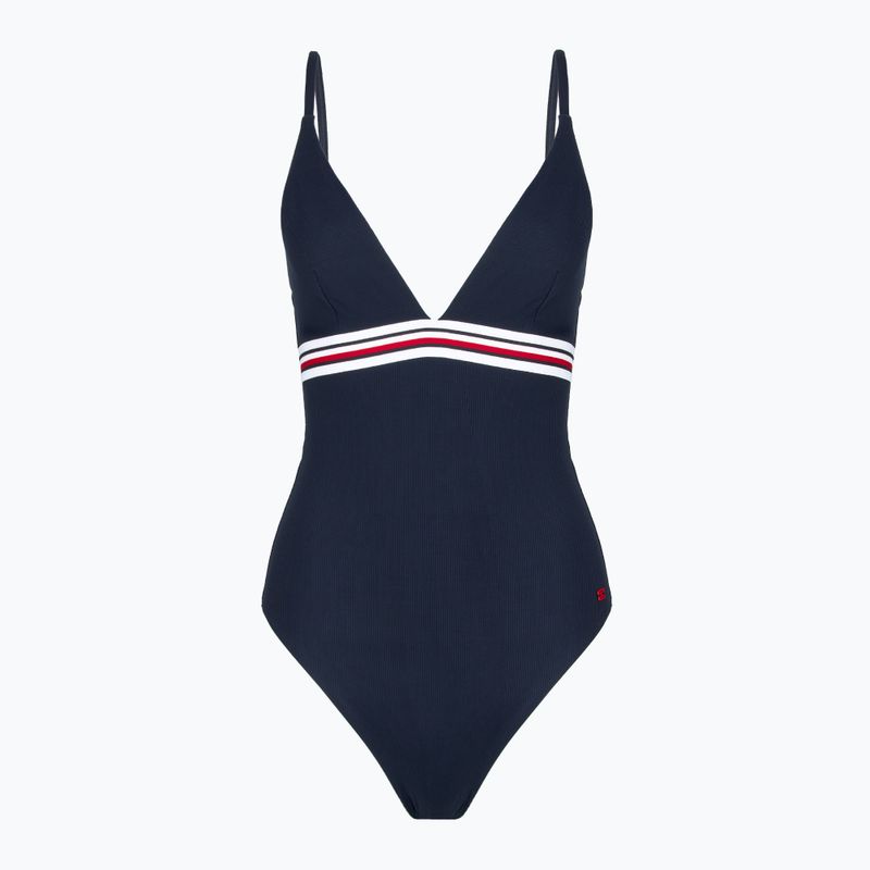 Moteriškas vientisas maudymosi kostiumėlis Tommy Hilfiger Triangle One Piece Rp Ext dark night navy