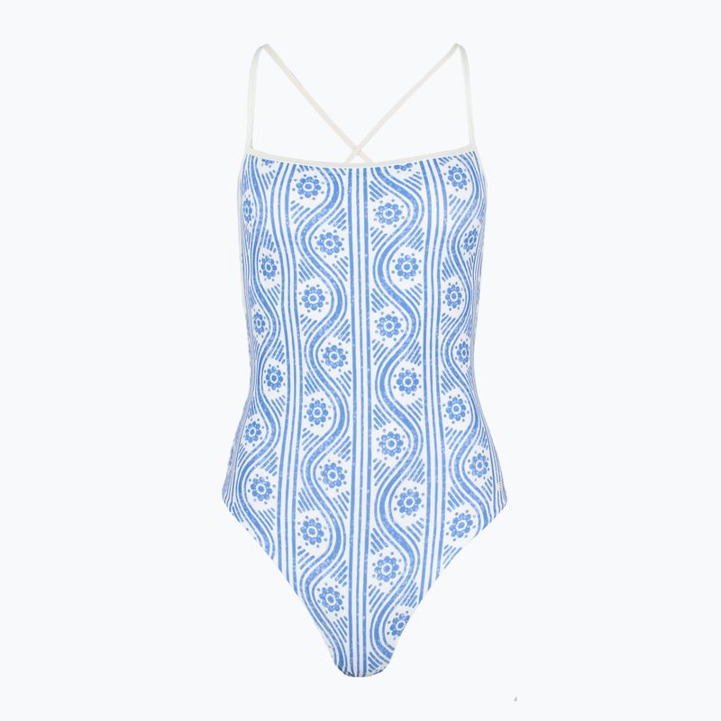 Moteriškas vientisas maudymosi kostiumėlis Tommy Hilfiger Straight Neck Print floral stripe blue spell