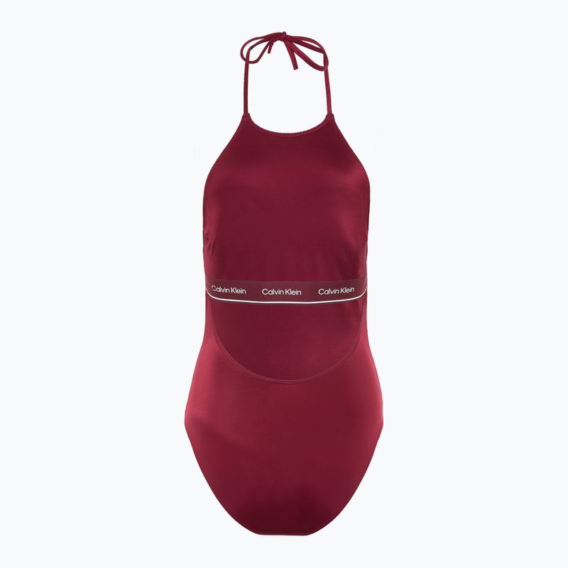 Moteriškas vientisas maudymosi kostiumėlis Calvin Klein KW0KW02733 High Neck - RP plum gaze 2