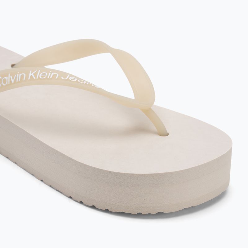 Moteriškos šlepetės per pirštą Calvin Klein YW0YW01830 Beach Sandal Flatform Tpu eggshell/bright white 7