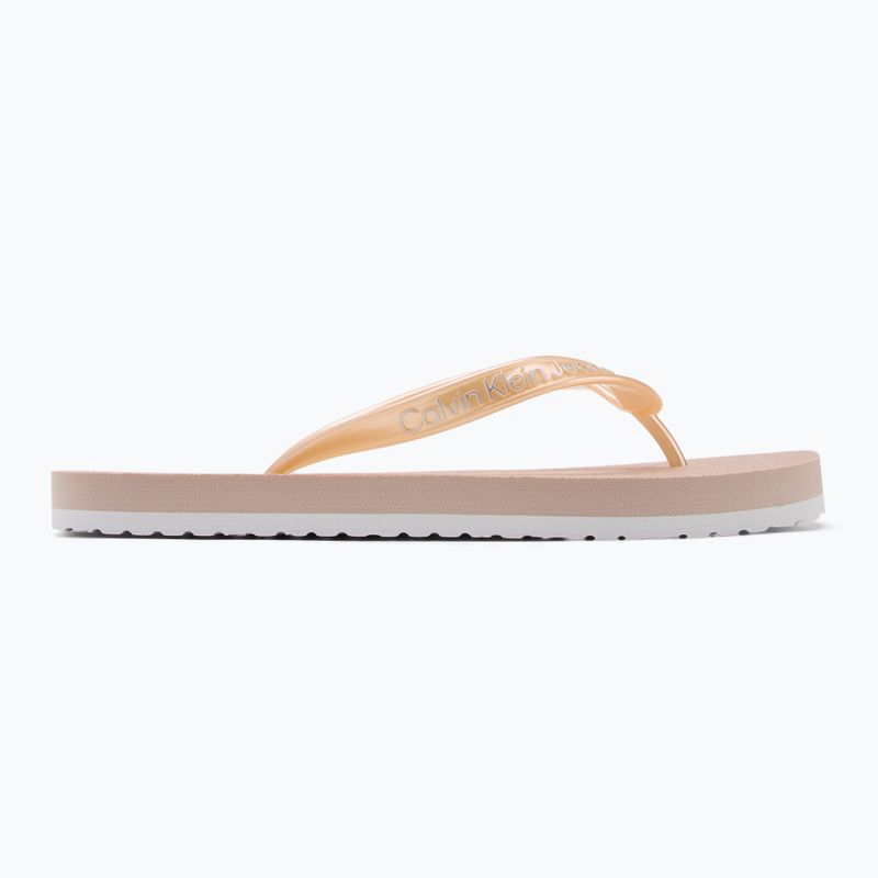 Moteriškos šlepetės per pirštą Calvin Klein YW0YW01720 Thong+ Tpu Metallic whisper pink/bright white 2