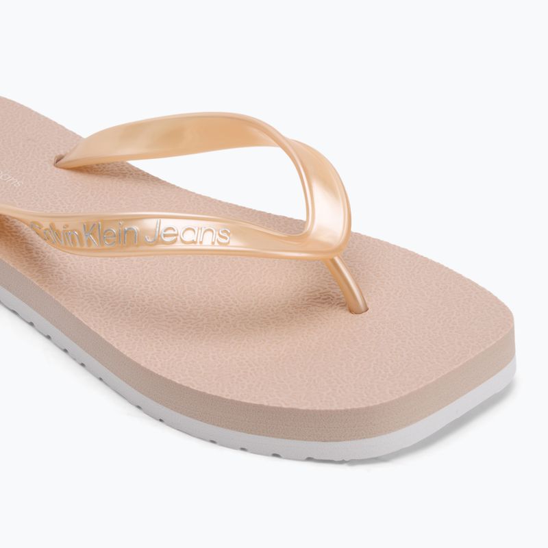 Moteriškos šlepetės per pirštą Calvin Klein YW0YW01720 Thong+ Tpu Metallic whisper pink/bright white 7