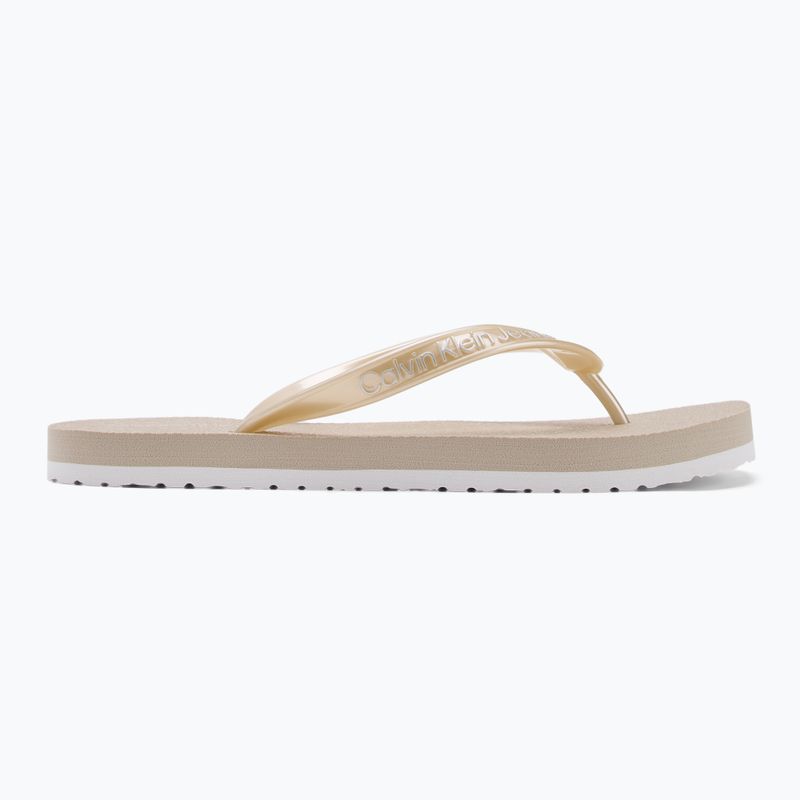 Moteriškos šlepetės per pirštą Calvin Klein YW0YW01720 Thong+ Tpu Metallic eggshell/bright white 2