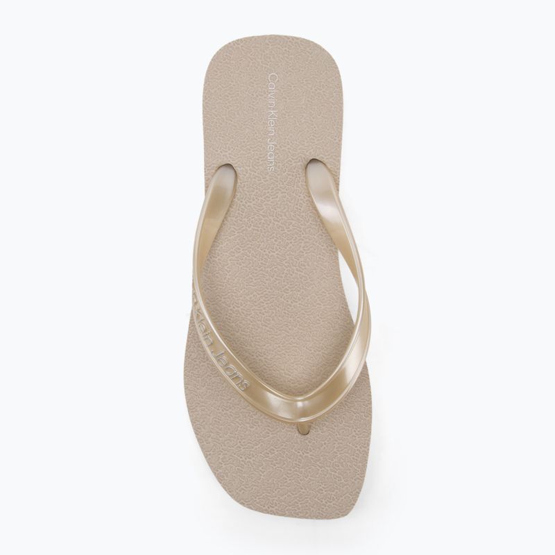 Moteriškos šlepetės per pirštą Calvin Klein YW0YW01720 Thong+ Tpu Metallic eggshell/bright white 5
