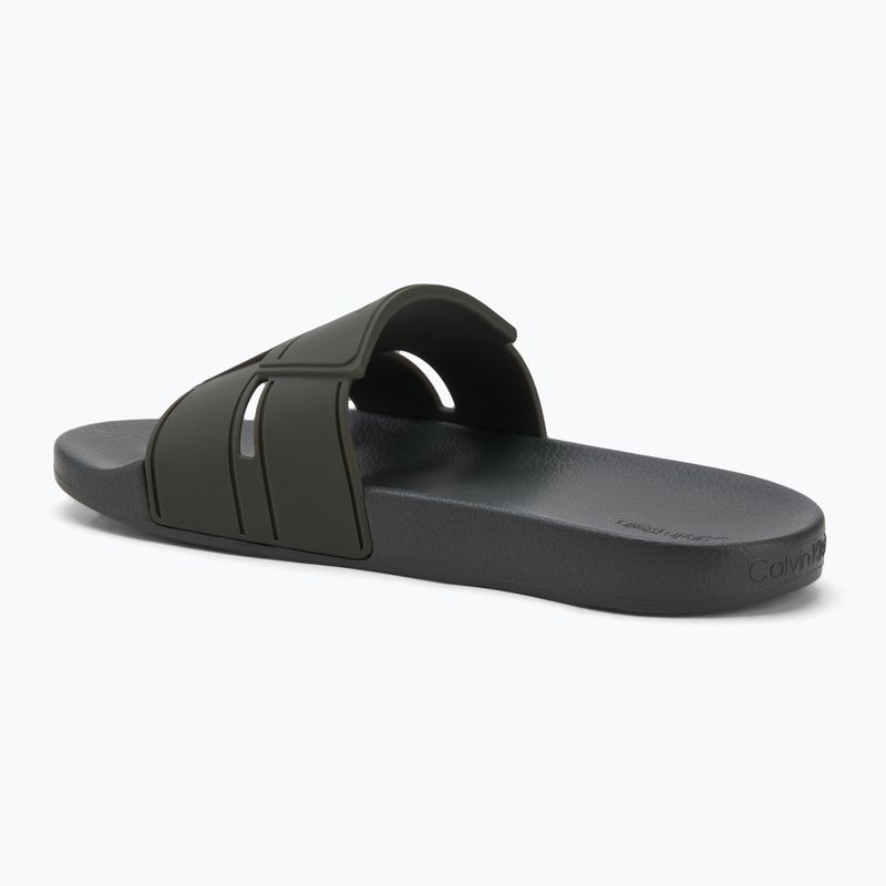 Vyriškos šlepetės Calvin Klein HM0HM01752 Pool Slide Double T dark olive 3