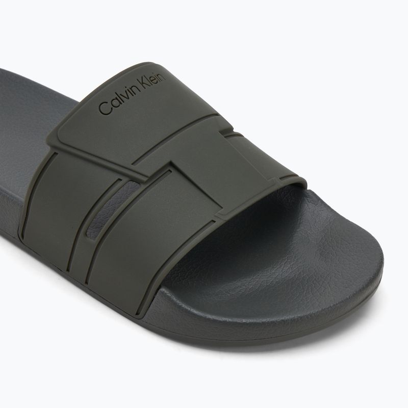 Vyriškos šlepetės Calvin Klein HM0HM01752 Pool Slide Double T dark olive 7