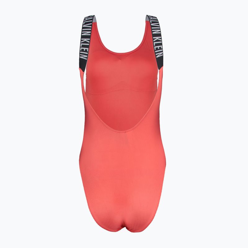 Moteriškas vientisas maudymosi kostiumas Calvin Klein KW0KW02754 Intense Power Rib Scoop Back One Piece-RP dazzling coral 2