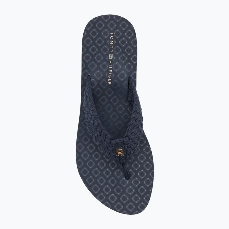 Moteriškos šlepetės per pirštą Tommy Hilfiger Crochet Mid Beach Sandal space blue 5