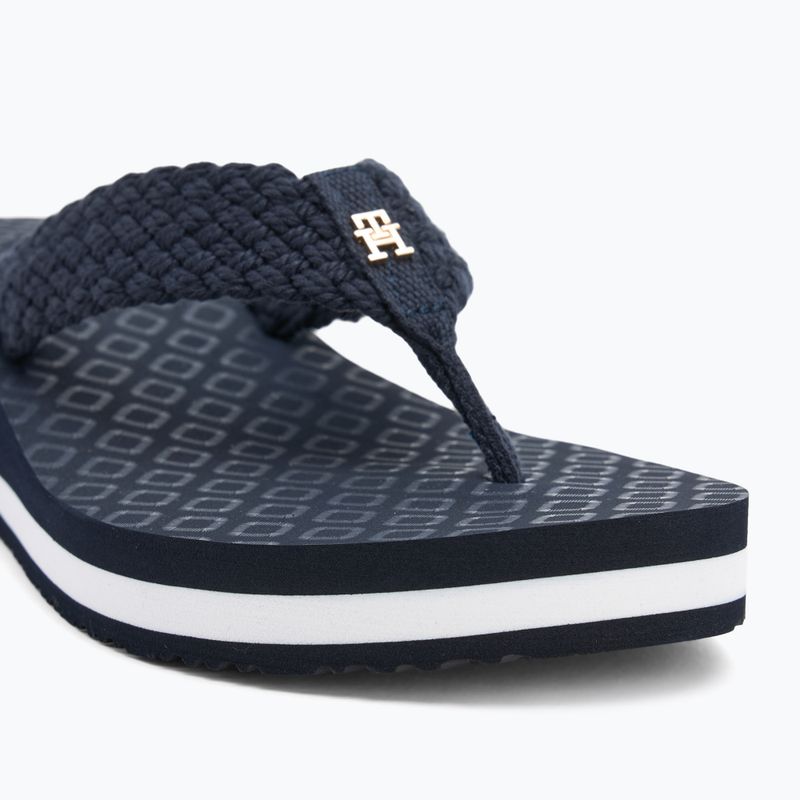 Moteriškos šlepetės per pirštą Tommy Hilfiger Crochet Mid Beach Sandal space blue 7