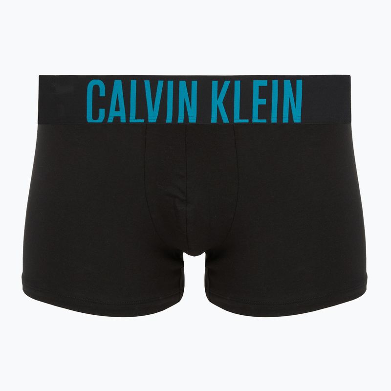Vyriškos trumpikės Calvin Klein 000NB3608A Trunk 3 poros juodos su avižinių spalvos logotipu/juodos su age 3