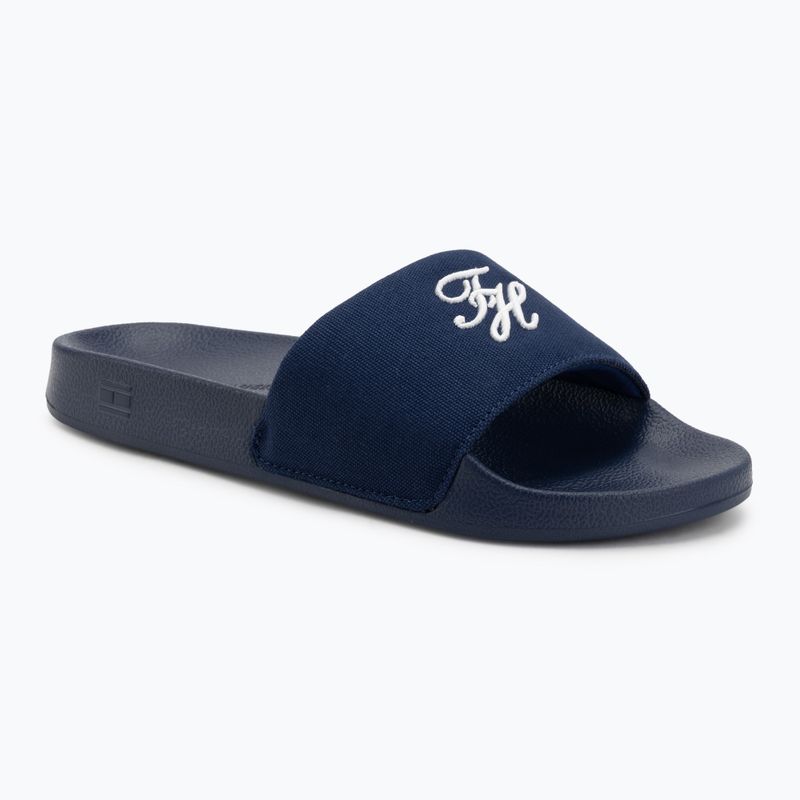 Moteriškos šlepetės Tommy Hilfiger Script Pool preppy navy