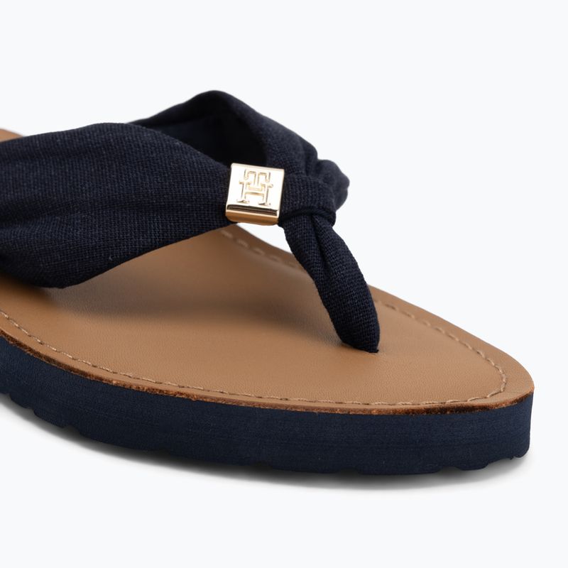 Moteriškos šlepetės per pirštą Tommy Hilfiger Footbed Summer Sandal Leather space blue 7