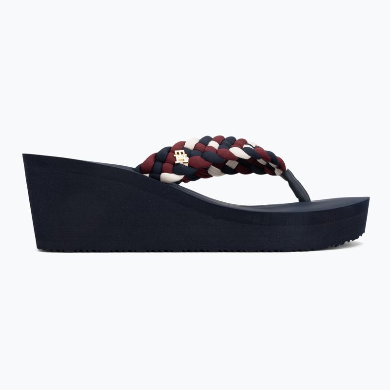Moteriškos šlepetės per pirštą Tommy Hilfiger Wedge Braided Summer Sandal rwb 2