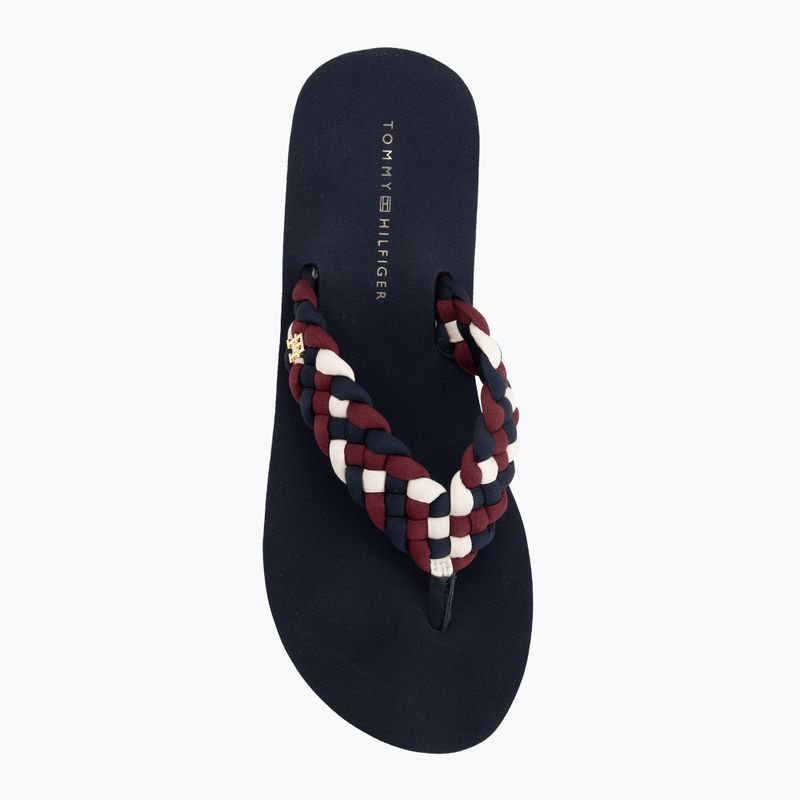 Moteriškos šlepetės per pirštą Tommy Hilfiger Wedge Braided Summer Sandal rwb 5