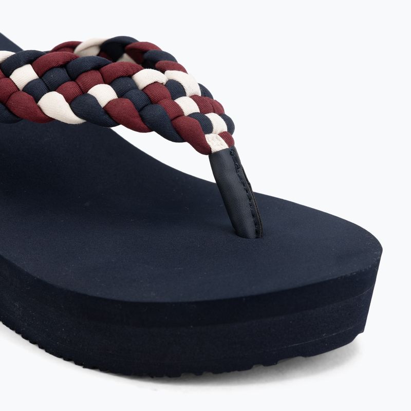 Moteriškos šlepetės per pirštą Tommy Hilfiger Wedge Braided Summer Sandal rwb 7