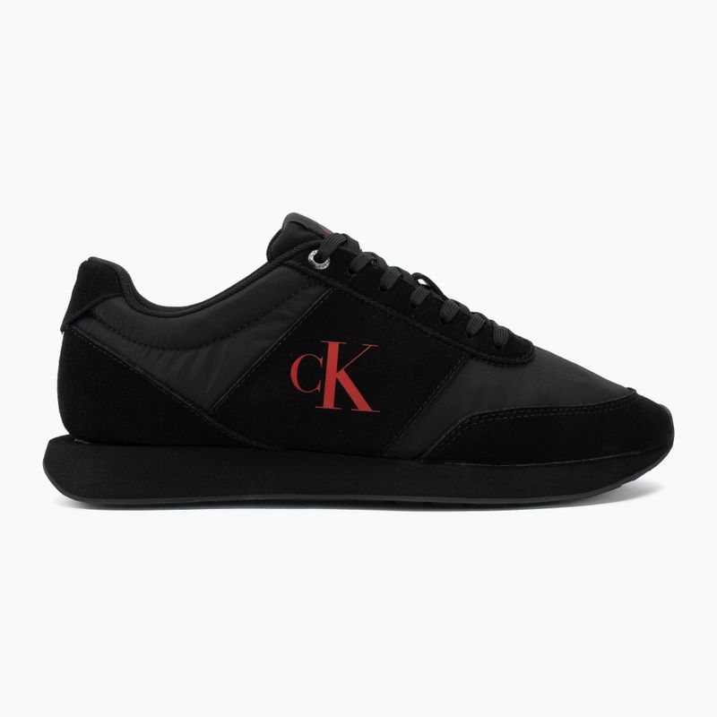 Vyriški batai Calvin Klein HM0HM02212 Retro Runner Bans Leather Suede triple black/adrenaline rush 2
