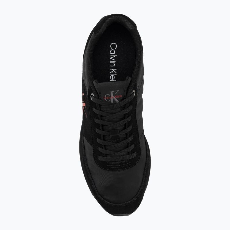 Vyriški batai Calvin Klein HM0HM02212 Retro Runner Bans Leather Suede triple black/adrenaline rush 5