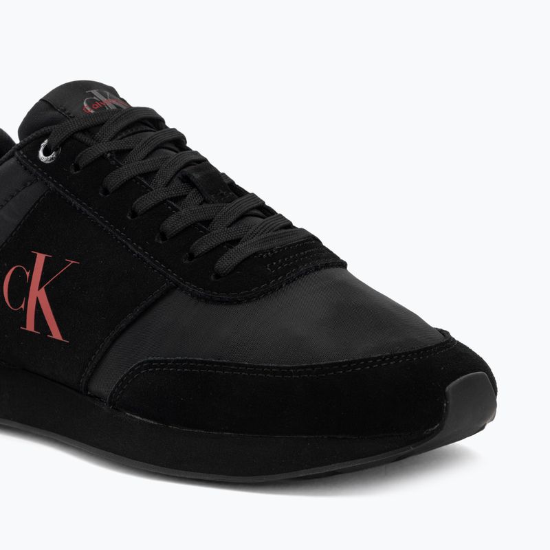Vyriški batai Calvin Klein HM0HM02212 Retro Runner Bans Leather Suede triple black/adrenaline rush 7