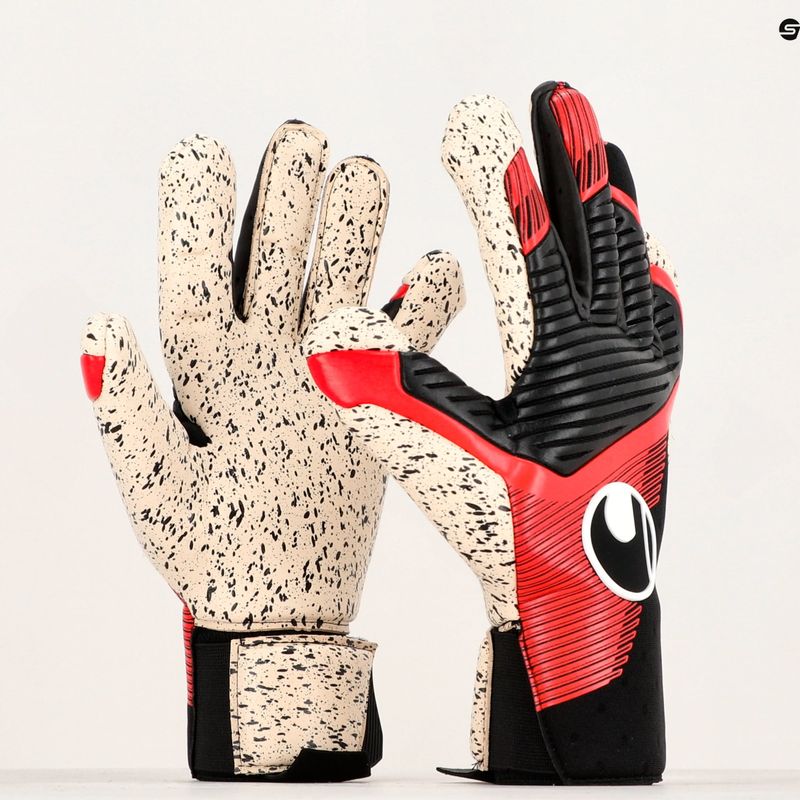 Uhlsport Powerline Supergrip+ vartininko pirštinės juoda/raudona/balta 4