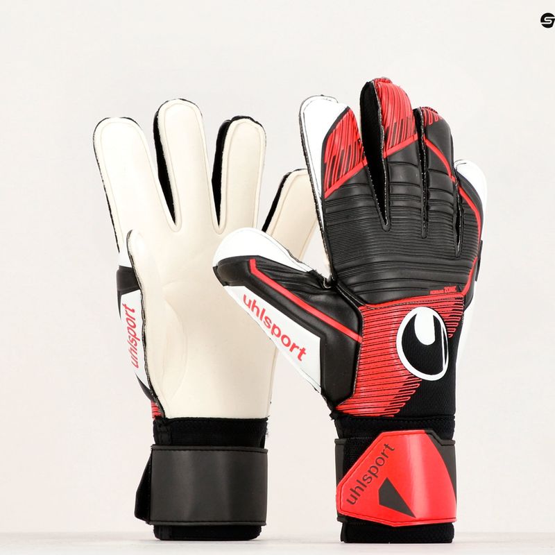 Uhlsport Powerline Soft Pro vartininko pirštinės juoda/raudona/balta 4