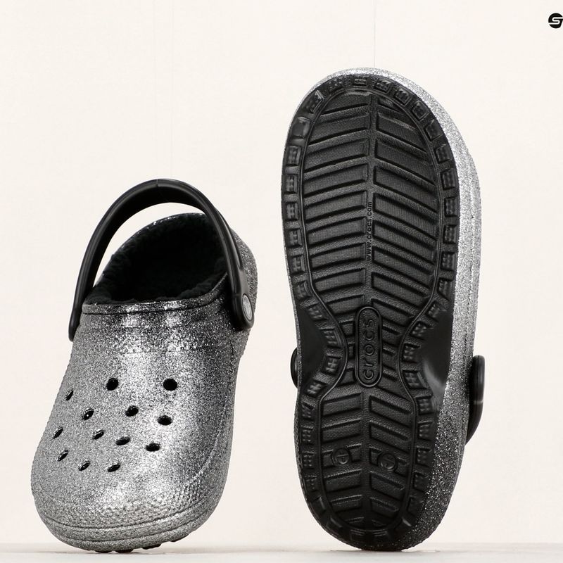 Crocs Classic Glitter Lined Clog juodos/ sidabrinės spalvos šlepetės 9