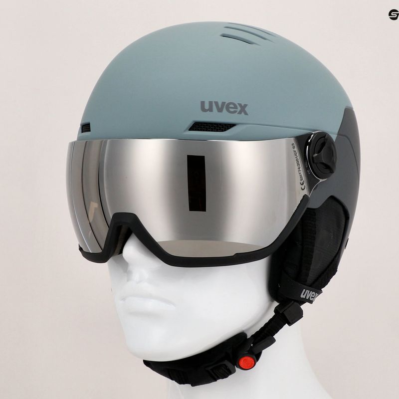 Slidinėjimo šalmas UVEX Wanted Visor glacier/rhino matt/mirror silver smoke 13