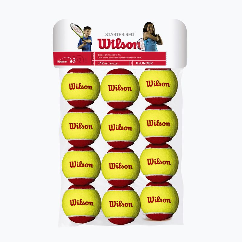 Wilson Starter Red Tballs vaikiški teniso kamuoliukai 12 vnt. geltonos ir raudonos spalvos WRT137100 2