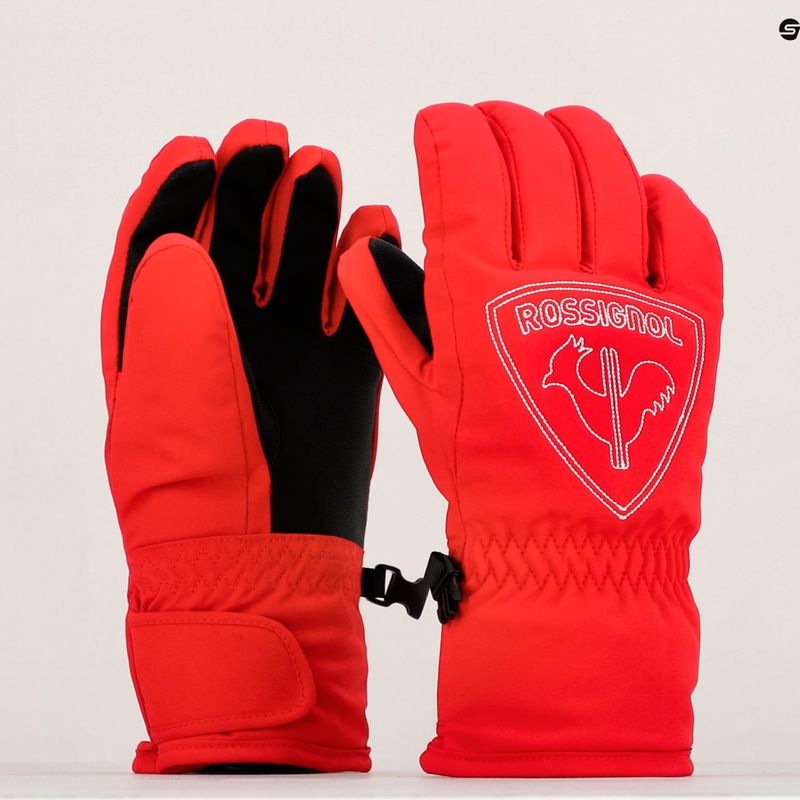 Rossignol Jr Rooster G sports raudonos vaikiškos slidinėjimo pirštinės 6