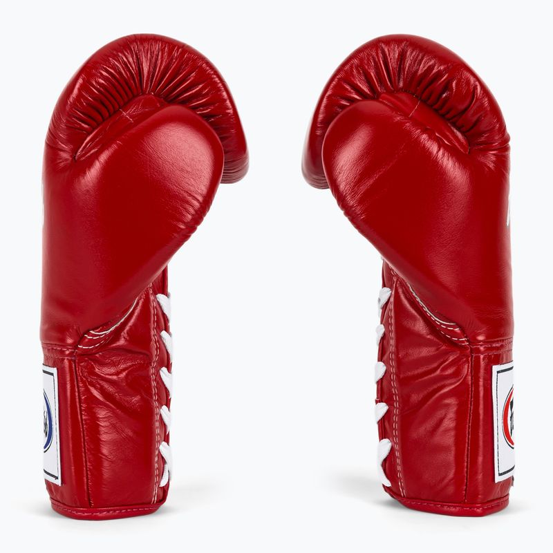 Fairtex Pro Competition bokso pirštinės su užrakintu nykščiu Odinės raudonos spalvos 4