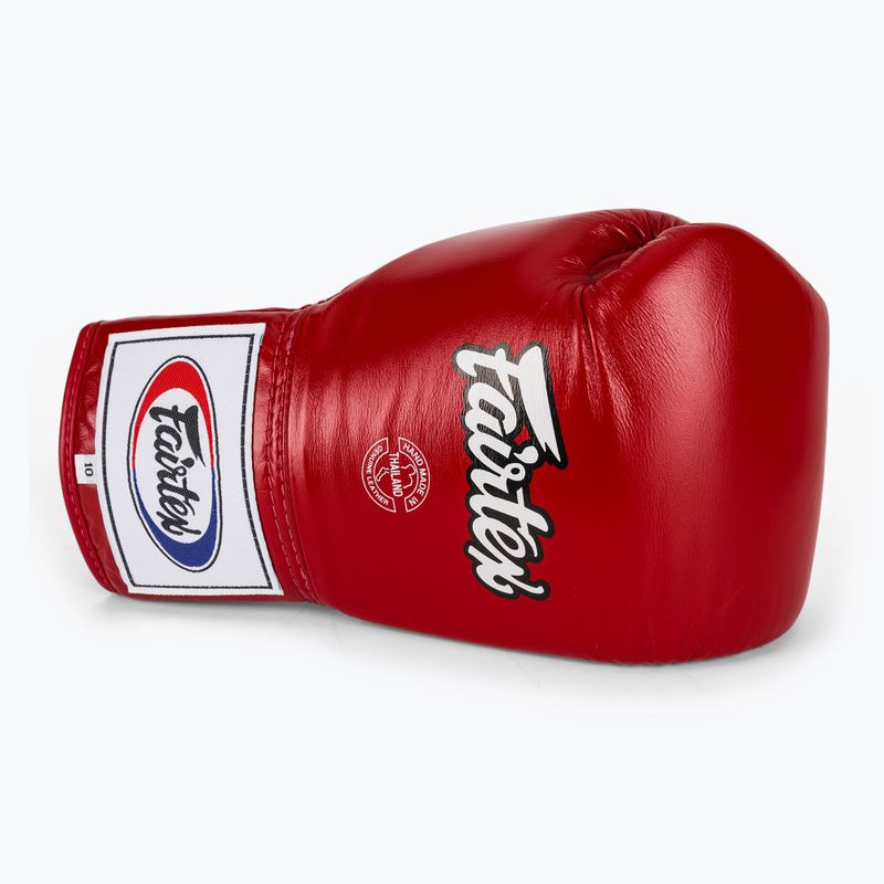 Fairtex Pro Competition bokso pirštinės su užrakintu nykščiu Odinės raudonos spalvos 5