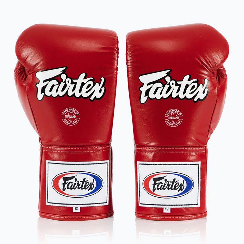 "Fairtex Pro Competition" bokso pirštinės su užrakintu nykščiu Odinės raudonos spalvos