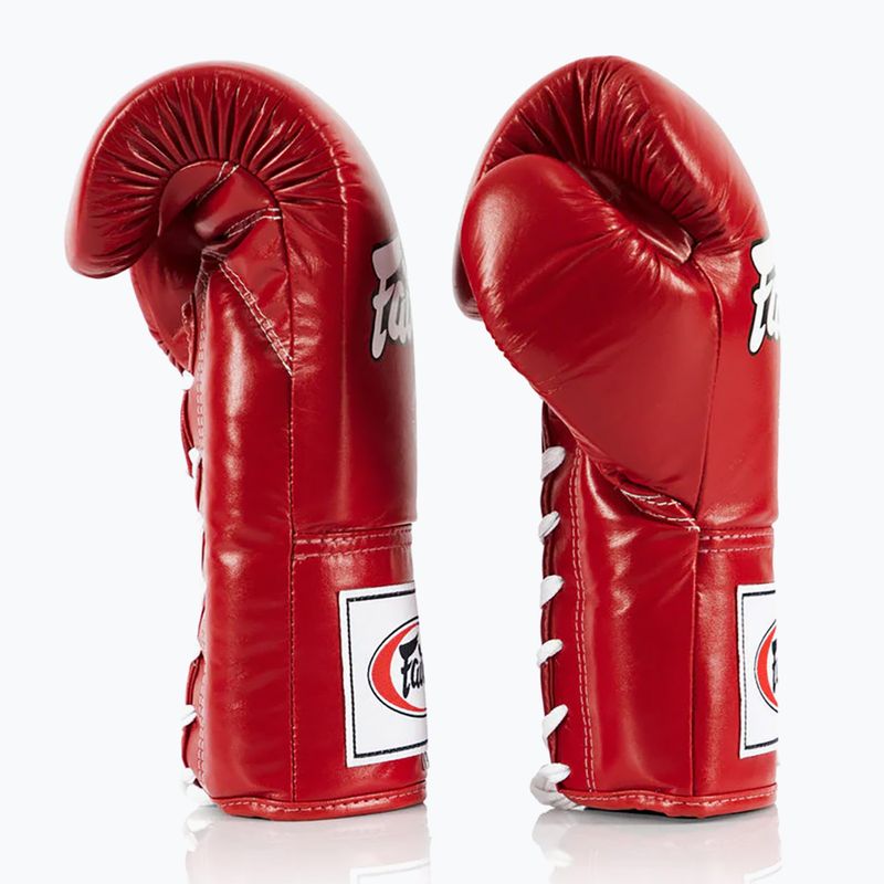 "Fairtex Pro Competition" bokso pirštinės su užrakintu nykščiu Odinės raudonos spalvos 3