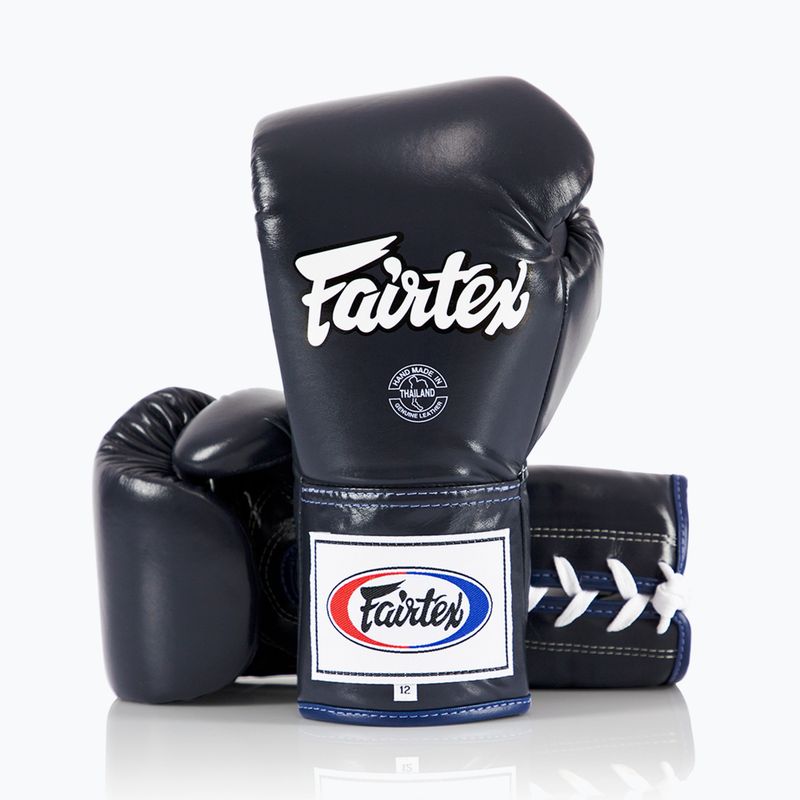 Bokso pirštinės Fairtex Pro Competition Locked Thumb Leather blue 4