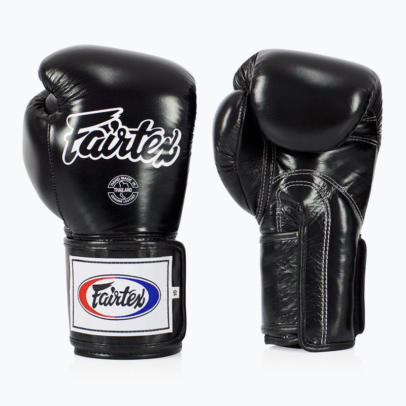 "Fairtex Super Sparring" bokso pirštinės su užfiksuotu nykščiu juodos spalvos
