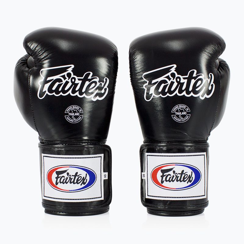 "Fairtex Super Sparring" bokso pirštinės su užfiksuotu nykščiu juodos spalvos