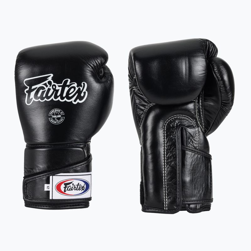 Fairtex stilingos kampuotos bokso pirštinės su užfiksuotu nykščiu juodos spalvos