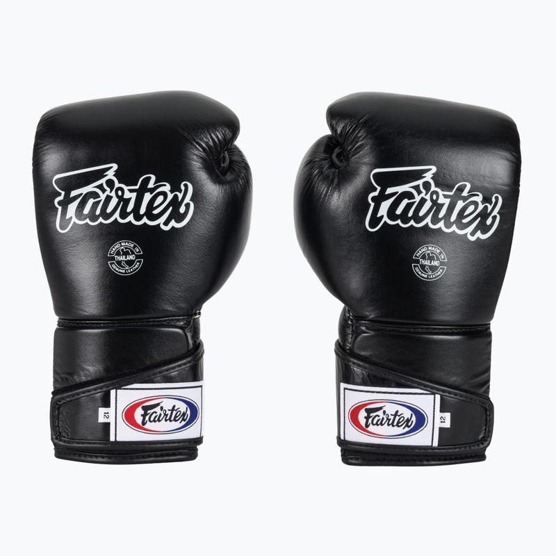 Fairtex stilingos kampuotos bokso pirštinės su užfiksuotu nykščiu juodos spalvos 2