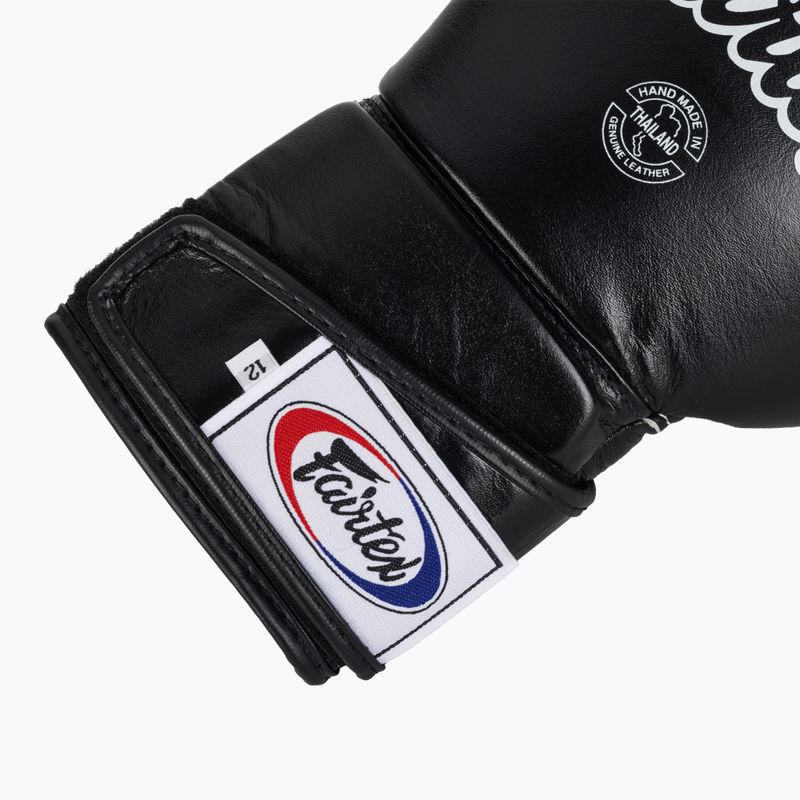 Fairtex stilingos kampuotos bokso pirštinės su užfiksuotu nykščiu juodos spalvos 6