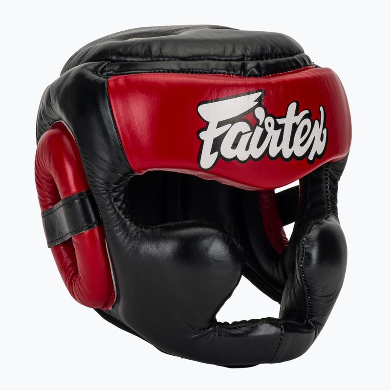 Bokso šalmas Fairtex Diagonal Vision Sparring Headguard - Full Head Coverage black/red