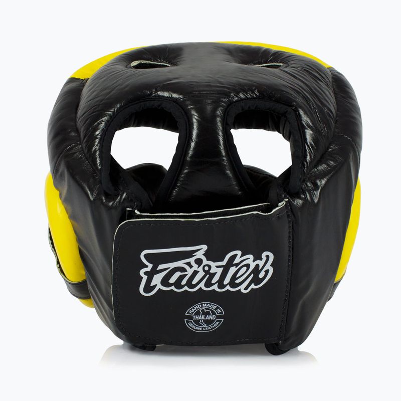 Bokso šalmas Fairtex Diagonal Vision Sparring Headguard - Full Head Coverage black/yellow 3